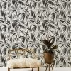 'Majesty Palm' Grasscloth Wallpaper By Wallshoppe - Black -Wall Decoration Store Wallshoppe Grasscloth Majesty Palm Wallpaper Black RS