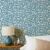 'Orchard Leaves' Grasscloth Wallpaper By Wallshoppe - Blue