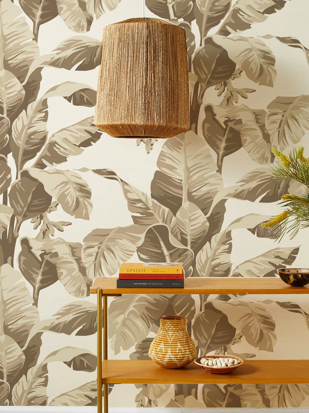'Pacifico Palm' Grasscloth Wallpaper By Nathan Turner - Cappucino