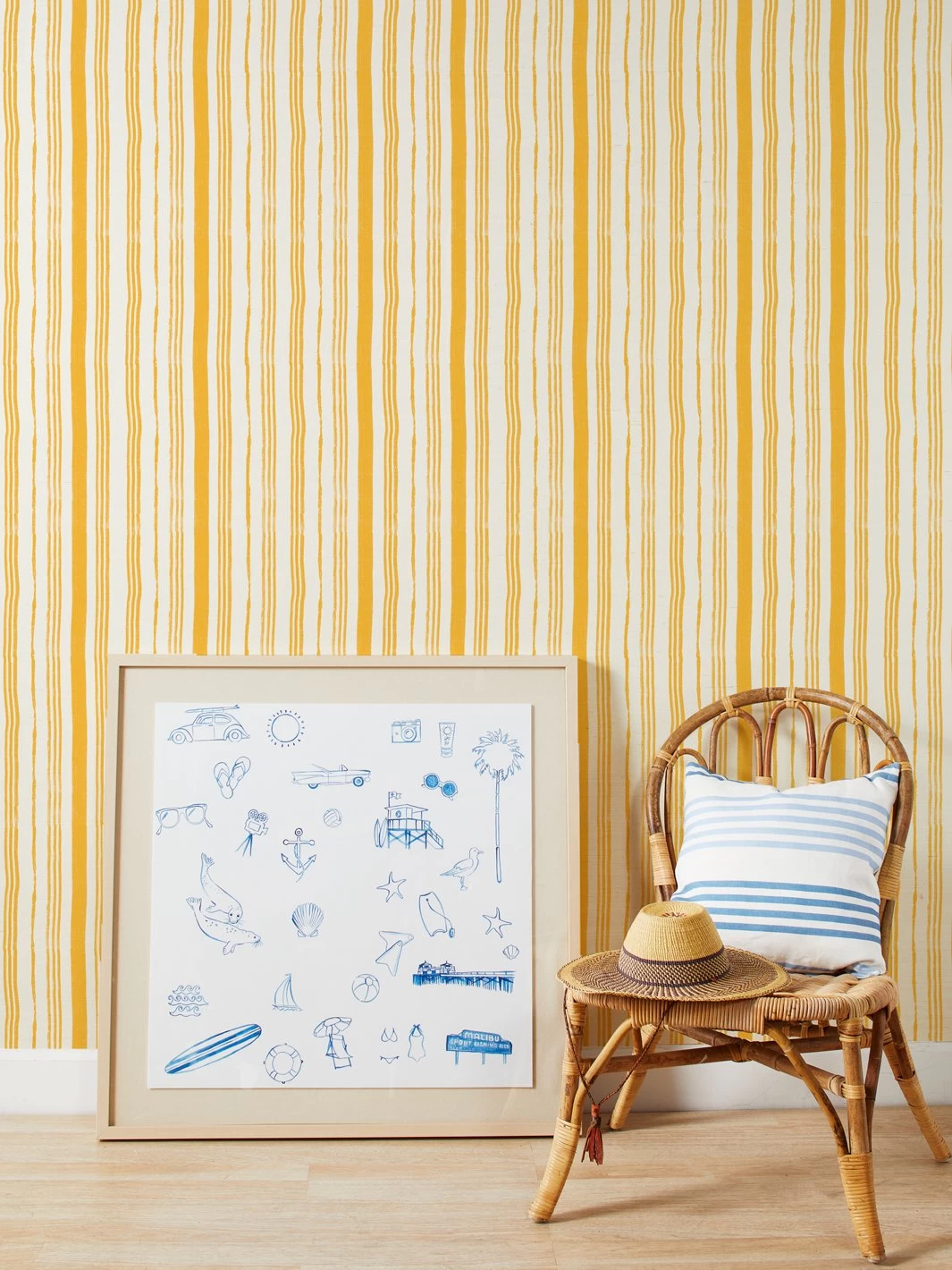 'Painted Stripes' Grasscloth Wallpaper By Nathan Turner - Gold 3 'Painted Stripes' Grasscloth Wallpaper By Nathan Turner - Gold
