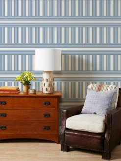 'Roman Holiday Grid' Grasscloth Wallpaper By Barbie™ - Blue