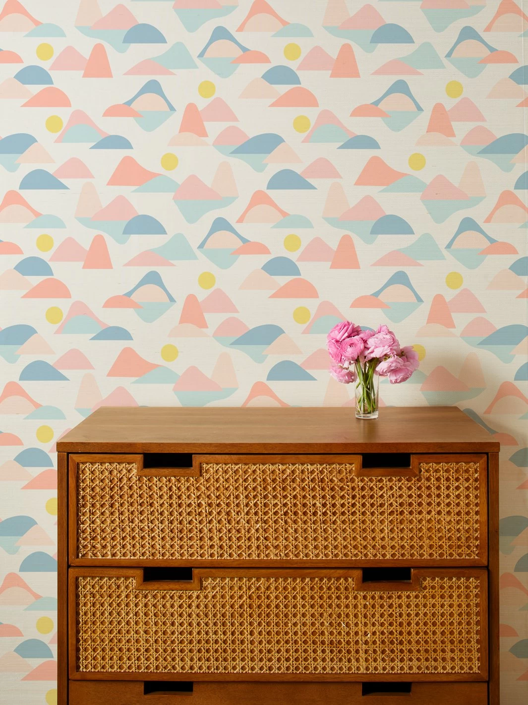 'Slopes' Grasscloth Wallpaper By Tea Collection - Coral 3 'Slopes' Grasscloth Wallpaper By Tea Collection - Coral