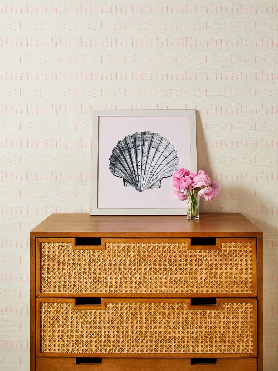 'Stitch' Grasscloth Wallpaper By Nathan Turner - Pink