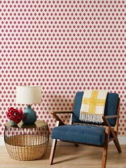 'Tangier Medallion' Grasscloth Wallpaper By Wallshoppe - Rose