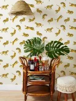 'Tigers' Grasscloth Wallpaper By Tea Collection - Natural