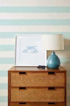 'Wide Stripe' Grasscloth Wallpaper By Wallshoppe - Sky