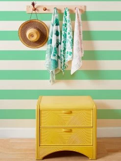 'Wide Stripe' Grasscloth Wallpaper By Wallshoppe - Spring Green
