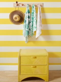 'Wide Stripe' Grasscloth Wallpaper By Wallshoppe - Yellow