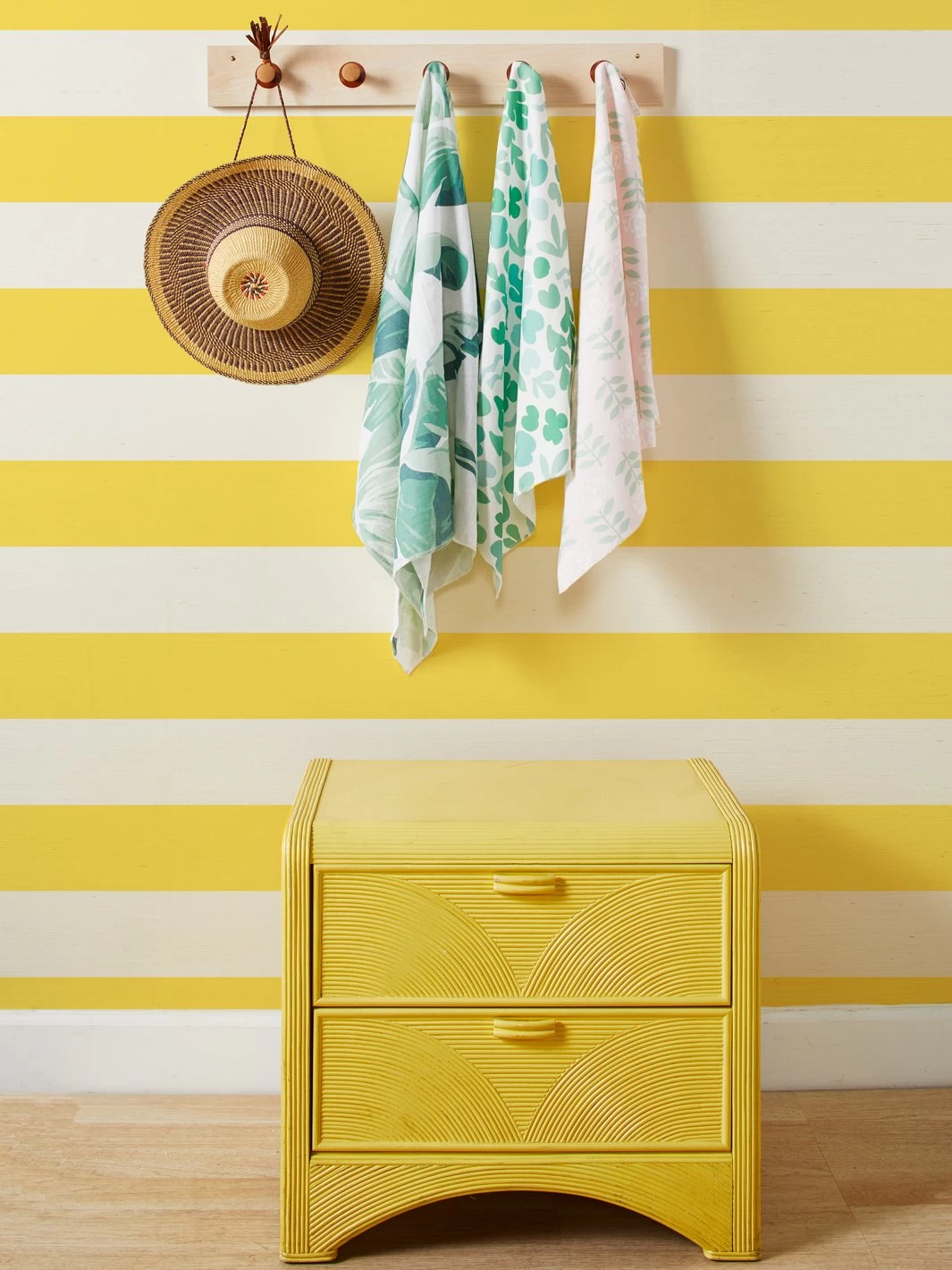 'Wide Stripe' Grasscloth Wallpaper By Wallshoppe - Yellow 3 'Wide Stripe' Grasscloth Wallpaper By Wallshoppe - Yellow
