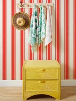 'Yorkshire Stripe' Grasscloth Wallpaper By Wallshoppe - Red
