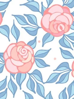 'Groovy Floral' Wallpaper By Barbie™ - Pale Blue -Wall Decoration Store Wallshoppe Groovy Floral Wallpaper by Wallshoppe Detail Pale Blue Pink 0164c095 a734 47ec a97c 79632707a239