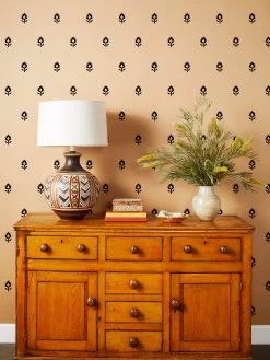 'Block Print' Kraft Wallpaper By Sugar Paper - Black