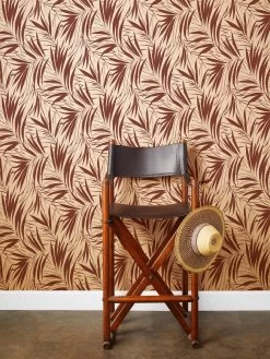 'Majesty Palm' Kraft' Wallpaper By Wallshoppe - Rust