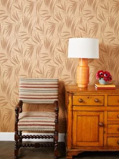 'Majesty Palm' Kraft' Wallpaper By Wallshoppe - Taupe