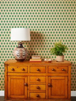 'Tangier Medallion' Kraft' Wallpaper By Wallshoppe - Green