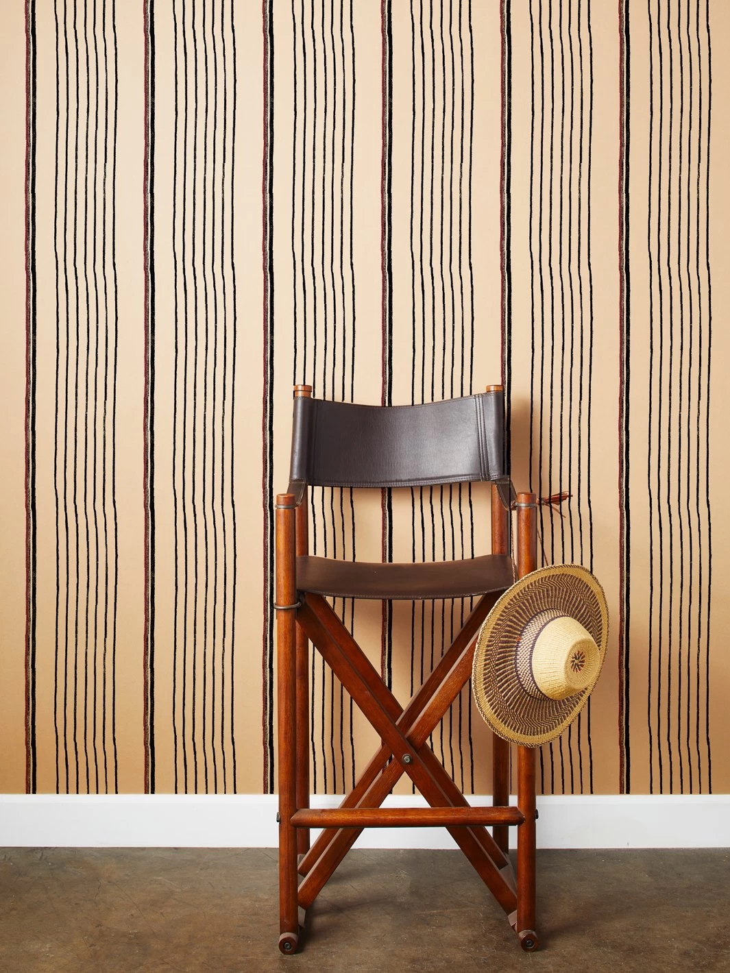 'Two Tone Stripe' Kraft Wallpaper By Nathan Turner - Black Burgundy