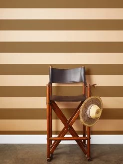 'Wide Stripe' Kraft' Wallpaper By Wallshoppe - Leather
