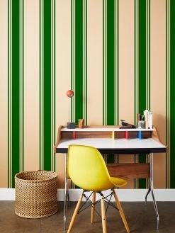 'Yorkshire Stripe' Kraft' Wallpaper By Wallshoppe - Green