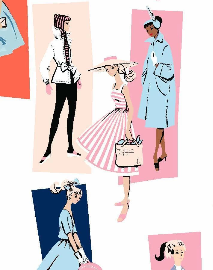 'Mod Shapes' Wallpaper By Barbie™ - Navy Pink - Image 3