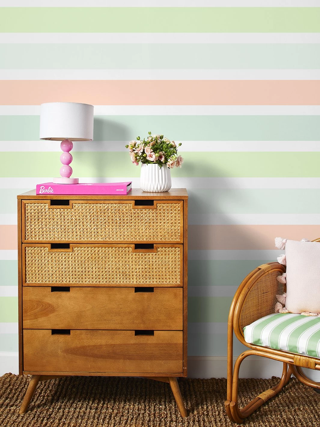 'Ombre Stripe' Wallpaper By Barbie™ - Blush 3 'Ombre Stripe' Wallpaper By Barbie™ - Blush