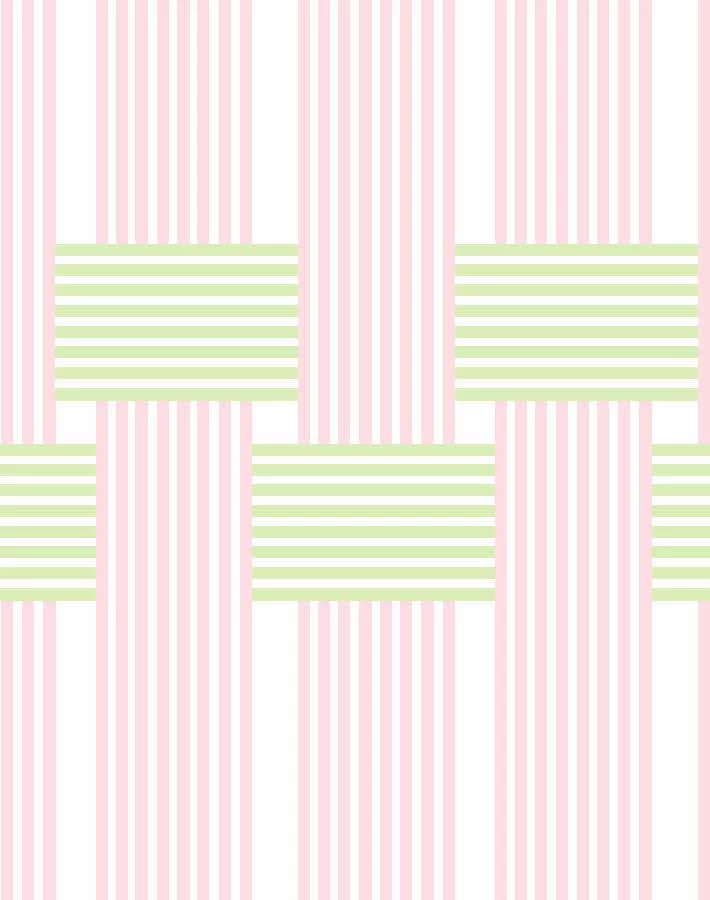 'Roman Holiday Woven' Wallpaper By Barbie™ - Pink Green - Image 3