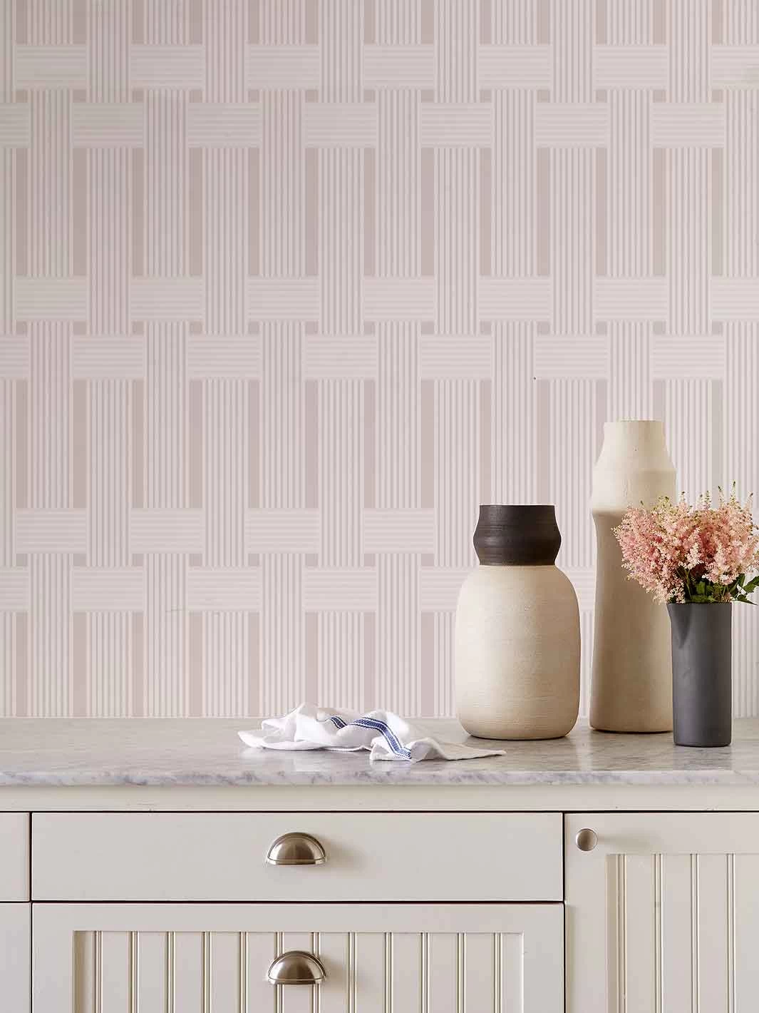 'Roman Holiday Woven' Wallpaper By Barbie™ - Oyster