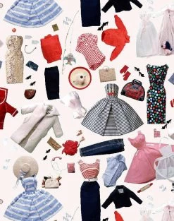 'Vintage Accessories' Wallpaper By Barbie™ - Cream 7 'Vintage Accessories' Wallpaper By Barbie™ - Cream -Wall Decoration Store Wallshoppe Vintage Accessories Wallpaper by Barbie Detail Cream