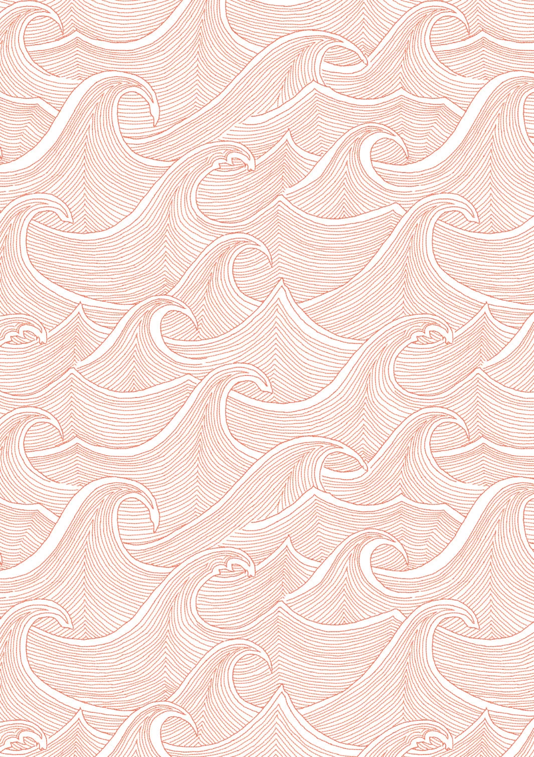 'Waves Two Tone' Wallpaper By Lingua Franca - Persimmon On Ivory - Image 2