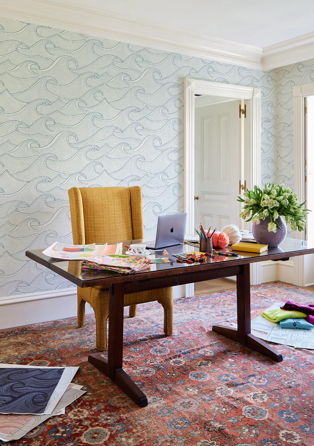 'Waves' Wallpaper By Lingua Franca - White 3 'Waves' Wallpaper By Lingua Franca - White