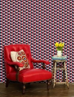 'Y Not' Wallpaper By Wallshoppe - Garnet / Indigo -Wall Decoration Store YNot IndigoGarnet RedLeather InSitu 1294e170 03de 44ff b552 eede4d28bc32