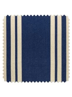 'Fabric By The Yard - Yorkshire Stripe - Navy On Raw Canvas