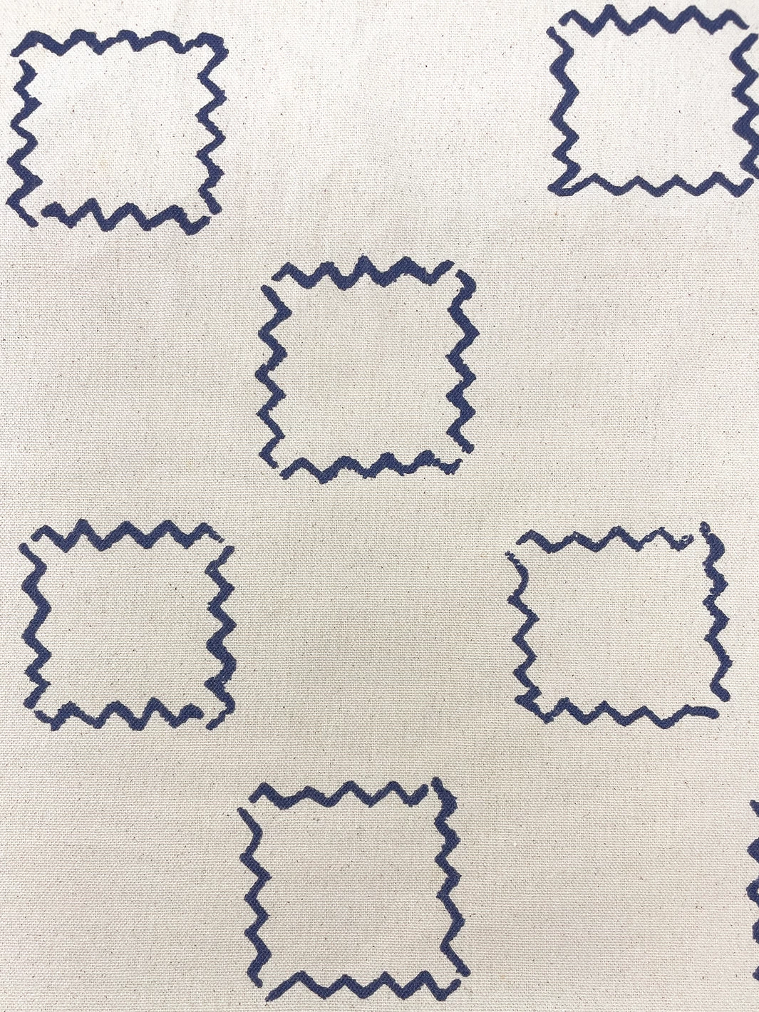 'Fabric By The Yard - Zag Squares - Navy On Raw Canvas 4 'Fabric By The Yard - Zag Squares - Navy On Raw Canvas - Image 2
