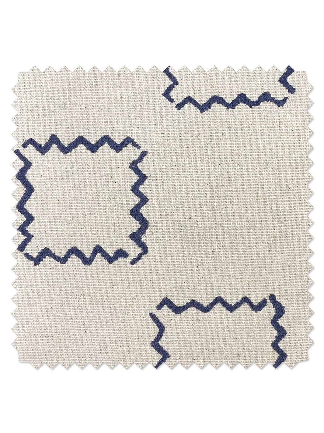 'Fabric By The Yard - Zag Squares - Navy On Raw Canvas 3 'Fabric By The Yard - Zag Squares - Navy On Raw Canvas