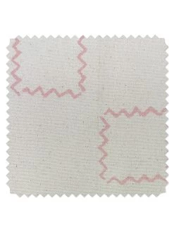 'Fabric By The Yard - Zag Squares - Pink On Raw Canvas