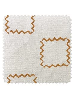 'Fabric By The Yard - Zag Squares - Terracotta On Raw Canvas