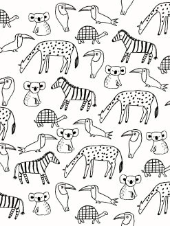 'Zoo Party' Wallpaper By Tea Collection - Black