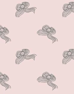 'Bows' Wallpaper By Clare V. - Charcoal Shell